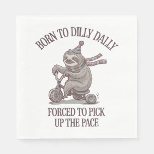 Lazy Sloth Retro Bike Cartoon Serviette