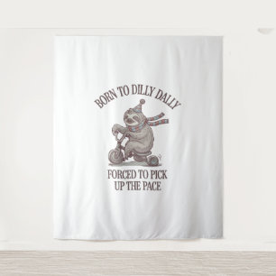 Lazy Sloth Retro Bike Cartoon Wandteppich
