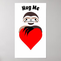 Lazy Sloth umarmt eine rote Liebe