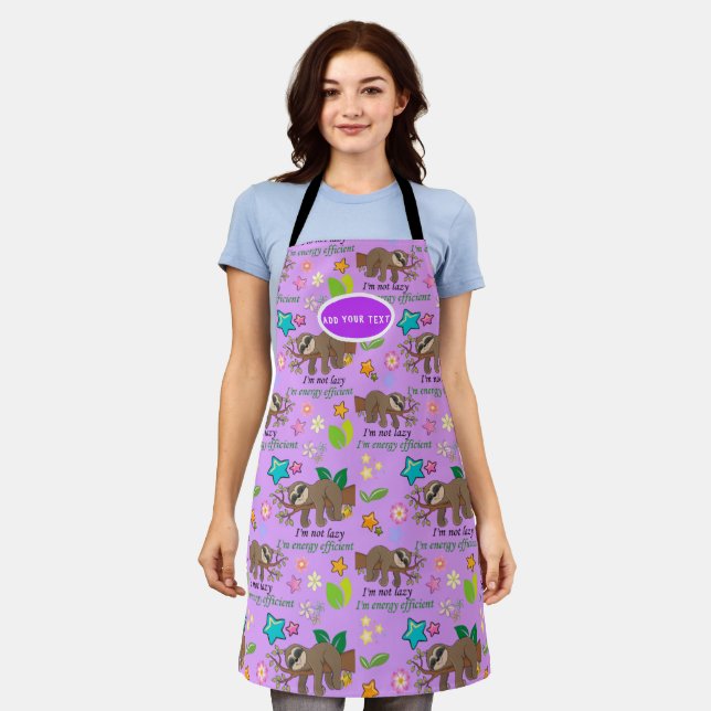 Lazy Sloth Violet Orchid Lila Polka Dot Blume Schürze (Getragen)
