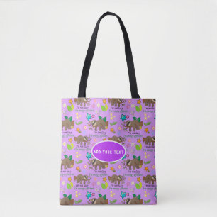Lazy Sloth Violet Orchid Lila Polka Dot Blume Tasche