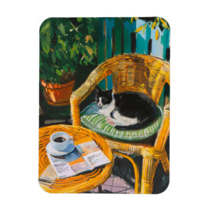 Lazy Sunday Morning Gemütliches Cat & Coffee-Gem Magnet
