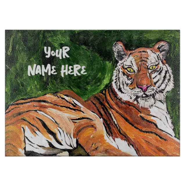 Lazy Tiger Personalisiert Schneidebrett (Vorderseite)