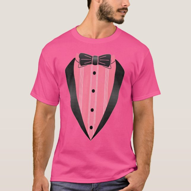 Lazy Tuxedo Pink Kostüm Easy Bow Krawatte Outfit C T-Shirt (Vorderseite)