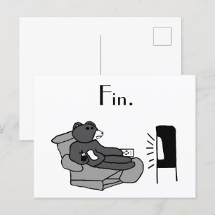 Lazy Vater Bear Cartoon mit "Fin", Noir Movie Joke Postkarte