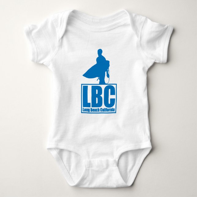 LBC - Long Beach Kalifornien - Brandung - Blau Baby Strampler (Vorderseite)