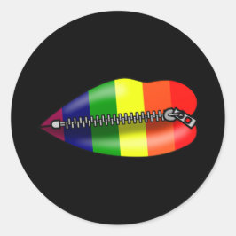LBGTQ Lippen schweigen Runder Aufkleber