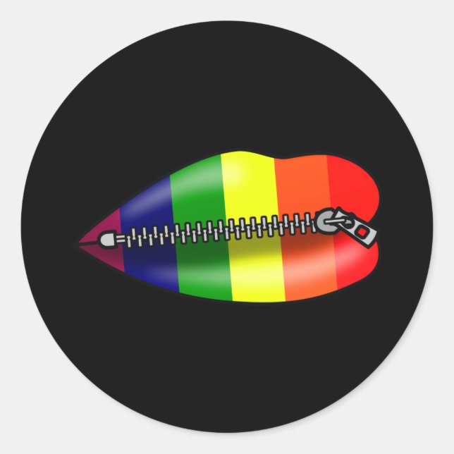 LBGTQ Lippen schweigen Runder Aufkleber (Vorderseite)