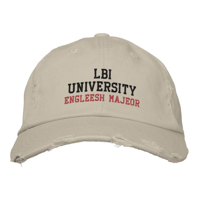 LBI UNIVERSITY (TM) ENGLEESH MAJEOR BESTICKTE BASEBALLKAPPE (Vorderseite)
