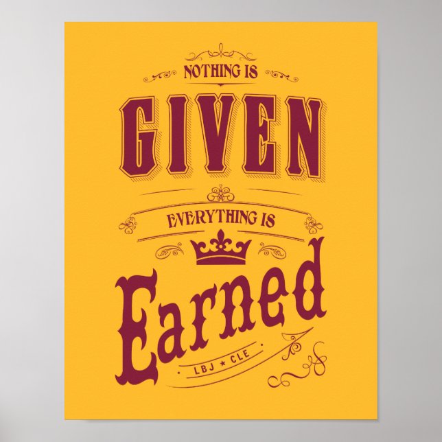 LBJ an Cleveland: Poster "Alles ist verdient" (Vorne)