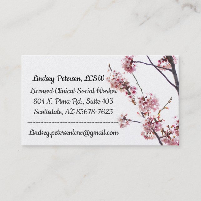 LCSW Business Card Blooming Cherry Tree Visitenkarte (Vorderseite)