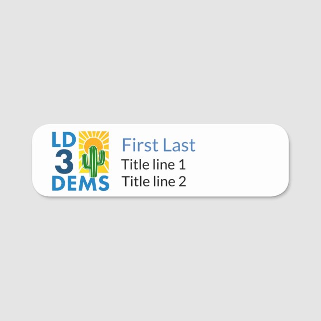LD3 Dems - Abzeichen für Thin Style; Magnetbacken Namensschild (Vorderseite)