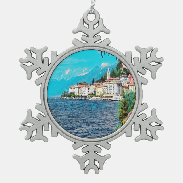 ldp BELLAGIO - Comer See - Schneeflocken Zinn-Ornament (Vorderseite)