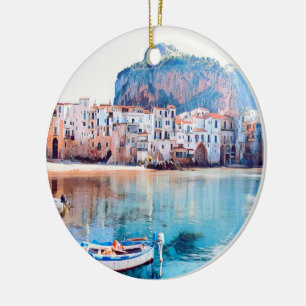 ldp CEFALæ- Sizilien - Strand - Panorama Keramik Ornament