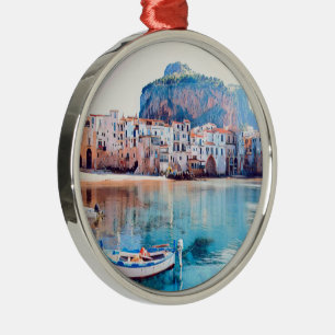 ldp CEFALæ- Sizilien - Strand - Panorama Ornament Aus Metall