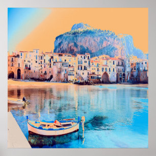 ldp CEFALæ- Sizilien - Strand - Panorama Poster