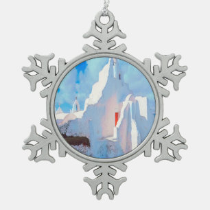 ldp MYKONOS - charakteristische Kirche - Schneeflocken Zinn-Ornament