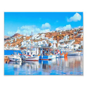 ldp MYKONOS - Fischerboote - Hafen - Panorama Fotodruck