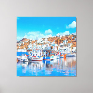 ldp MYKONOS - Fischerboote - Hafen - Panorama Leinwanddruck