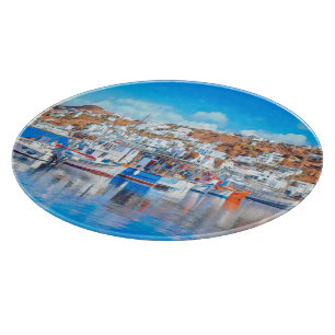 ldp MYKONOS - Fischereifahrzeuge - Hafen - Panoram Schneidebrett