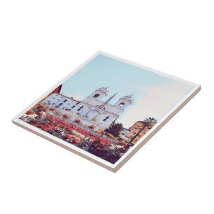 ldp PIAZZA DI SPAGNA - Rom - mit Blume - Fliese