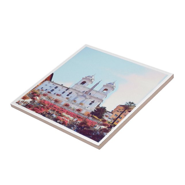 ldp PIAZZA DI SPAGNA - Rom - mit Blume - Fliese (Seite)