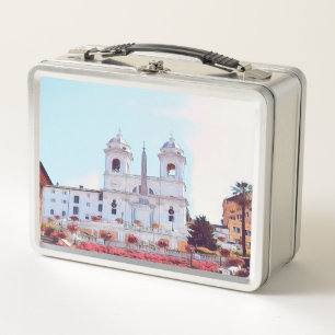 ldp PIAZZA DI SPAGNA - Rom - mit Blume - Metall Brotdose
