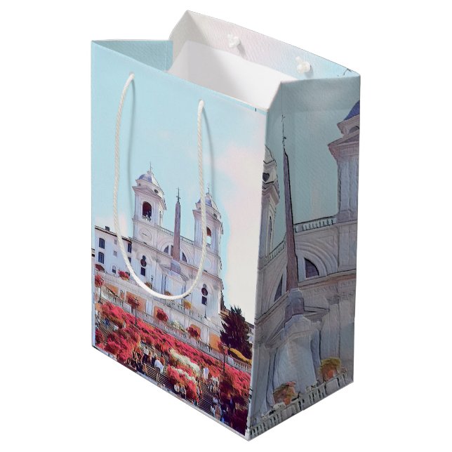 ldp PIAZZA DI SPAGNA - Rom - mit Blume - Mittlere Geschenktüte (Rückseite Schrägansicht)