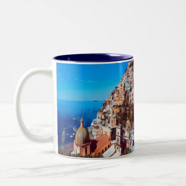 ldp POSITANO - Amalfi Küste - Panorama Zweifarbige Tasse (Links)