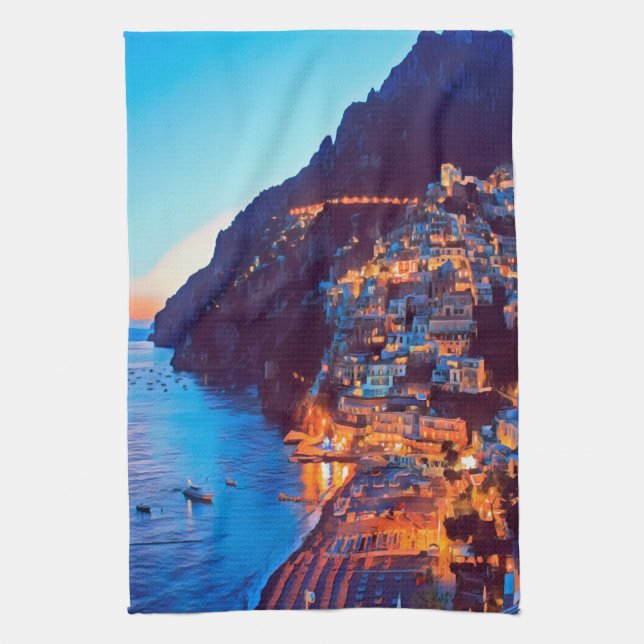 ldp POSITANO Amalfi Küste - Sonnenuntergang durch  Geschirrtuch (Vertikal)