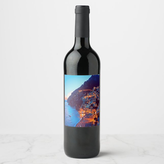 ldp POSITANO Amalfi Küste - Sonnenuntergang durch  Weinetikett (Vorderseite)