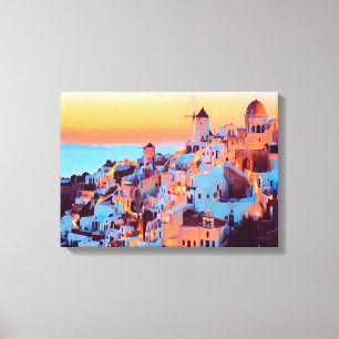 ldp SANTORINI - Panorama - nach Nacht - Leinwanddruck