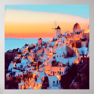 ldp SANTORINI - Panorama - nach Nacht - Poster