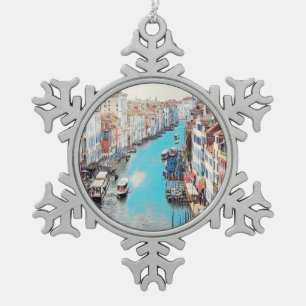 ldp VENICE - Blick auf den Canale Grande von Rialt Schneeflocken Zinn-Ornament