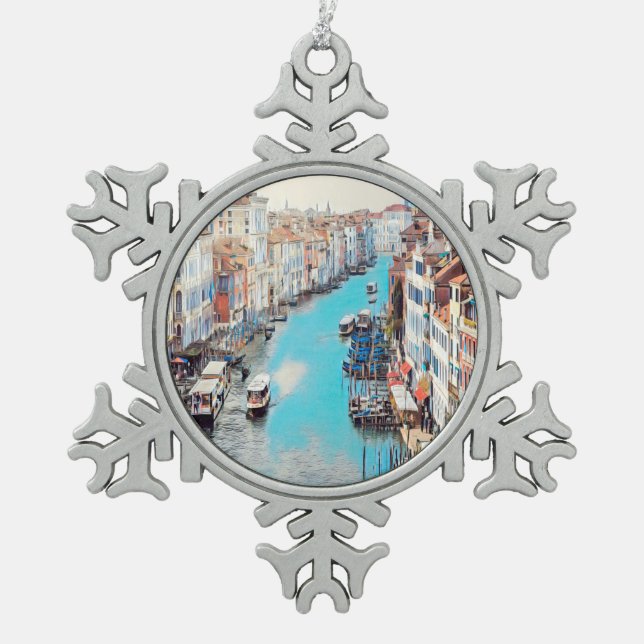 ldp VENICE - Blick auf den Canale Grande von Rialt Schneeflocken Zinn-Ornament (Vorderseite)