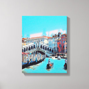 ldp VENICE - Gondeln - Rialto - Leinwanddruck