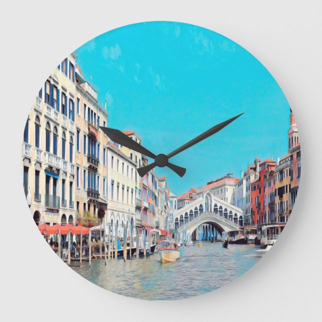 ldp VENICE - Grand Canal - Rialto Beach - Große Wanduhr (Vorderseite)