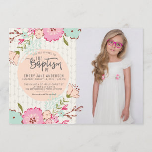 LDS BAPTISM FOTO INVITATION Schönes Mädchen Einladung