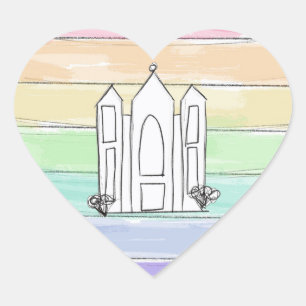 LDS Salt Lake City Tempel Regenbogen Sonnenunterga Herz-Aufkleber
