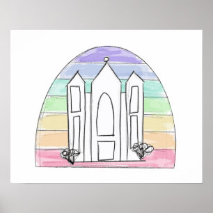 LDS Salt Lake City Tempel Regenbogen Sonnenunterga Poster