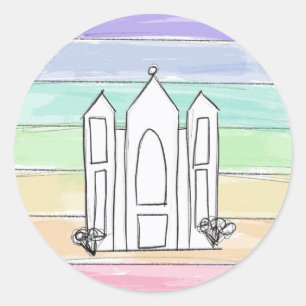LDS Salt Lake City Tempel Regenbogen Sonnenunterga Runder Aufkleber