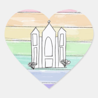 LDS Salt Lake City Tempel Regenbogenmormon Herz-Aufkleber