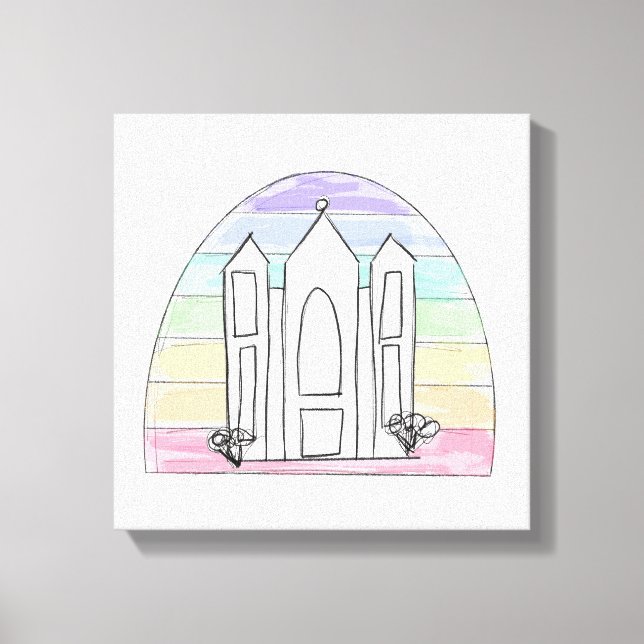 LDS Salt Lake City Tempel Regenbogenmormon Leinwanddruck (Vorderseite)
