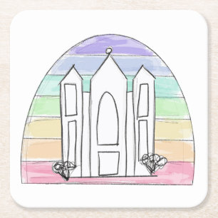 LDS Salt Lake City Tempel Regenbogenmormon Rechteckiger Pappuntersetzer