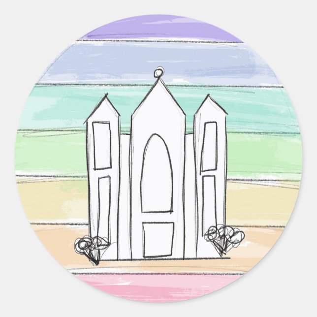 LDS Salt Lake City Tempel Regenbogenmormon Runder Aufkleber (Vorderseite)