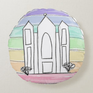 LDS Salt Lake City Tempel Regenbogenmormon Rundes Kissen