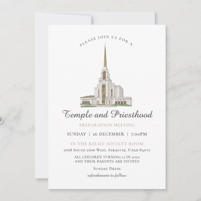 LDS Syracuse Temple Priesthood Preparation Meeting Einladung (Vorderseite)