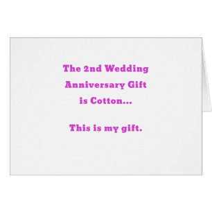 Le 2ème cadeau d'anniversaire de mariage est coton