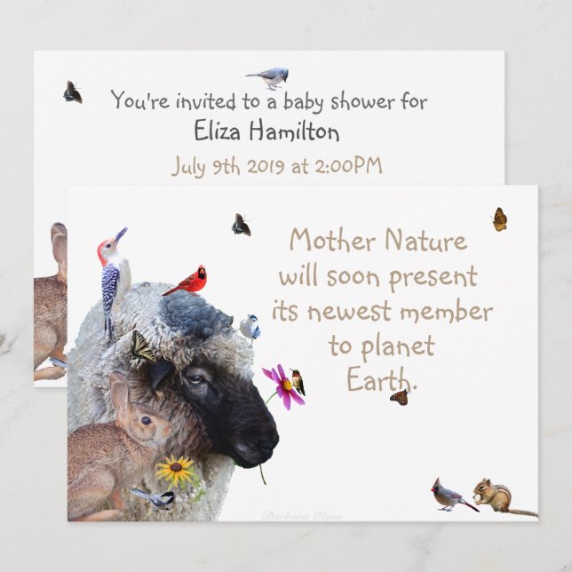 Le Baby shower de la nature : invitation (Devant / Derrière)