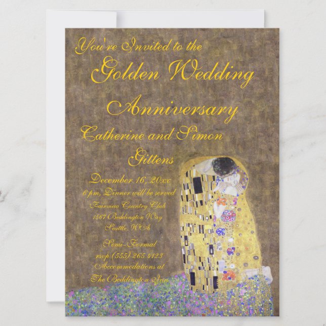 Le Baiser de Klimt Invitation Anniversaire de Mari (Devant)